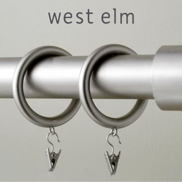 West Elm Oversized Round Metal Curtain Rings (Set of 7) - Brushed Nickel - Picture 1 of 6